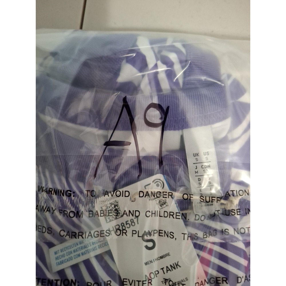 ADIDAS ORIGINALS Vortex Print Tank In Purple/White‎ Small - Picture 9 of 9